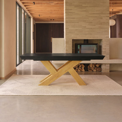 Olivia 160-240cm Black Oak Dining Table  - Pale Oak Legs - Laura James 