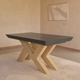 Olivia 160-240cm Black Oak Dining Table Set - Whitewash Oak Legs - Laura James 