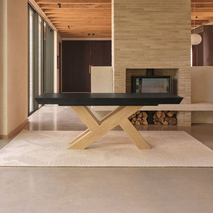 Olivia 160-240cm Black Oak Dining Table Set - Whitewash Oak Legs - Laura James 