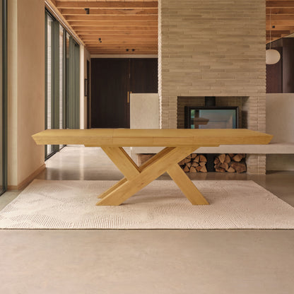 Olivia 160-240cm Pale Oak Dining Table Set - 6 Seater - Ella Off White Boucle Dining Chairs - Pale Oak Legs