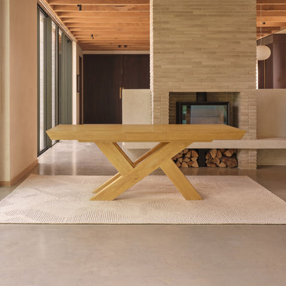 Olivia 160-240cm Pale Oak Dining Table Set - 6 Seater - Ella Off White Boucle Dining Chairs - Pale Oak Legs