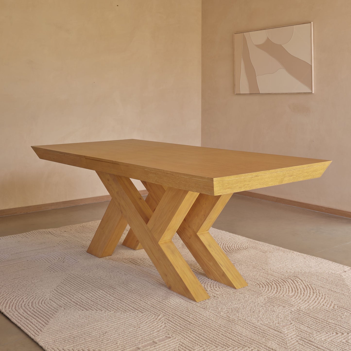 Olivia 160-240cm Pale Oak Dining Table Set - 6 Seater - Ella Off White Boucle Dining Chairs - Pale Oak Legs