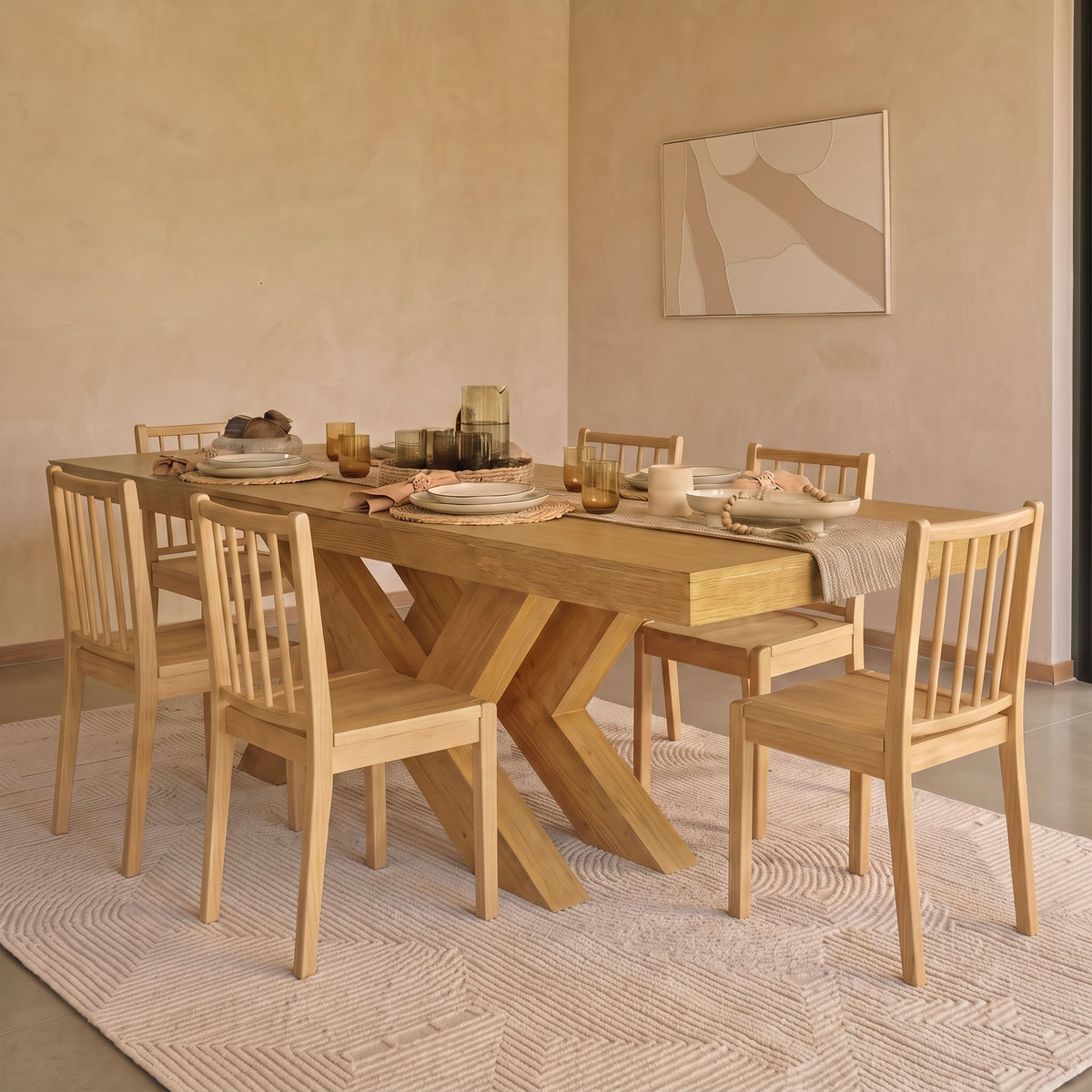 Olivia 160-240cm Pale Oak Dining Table Set - 6 Seater - Tilly Dining Chairs - Pale Oak - Laura James 