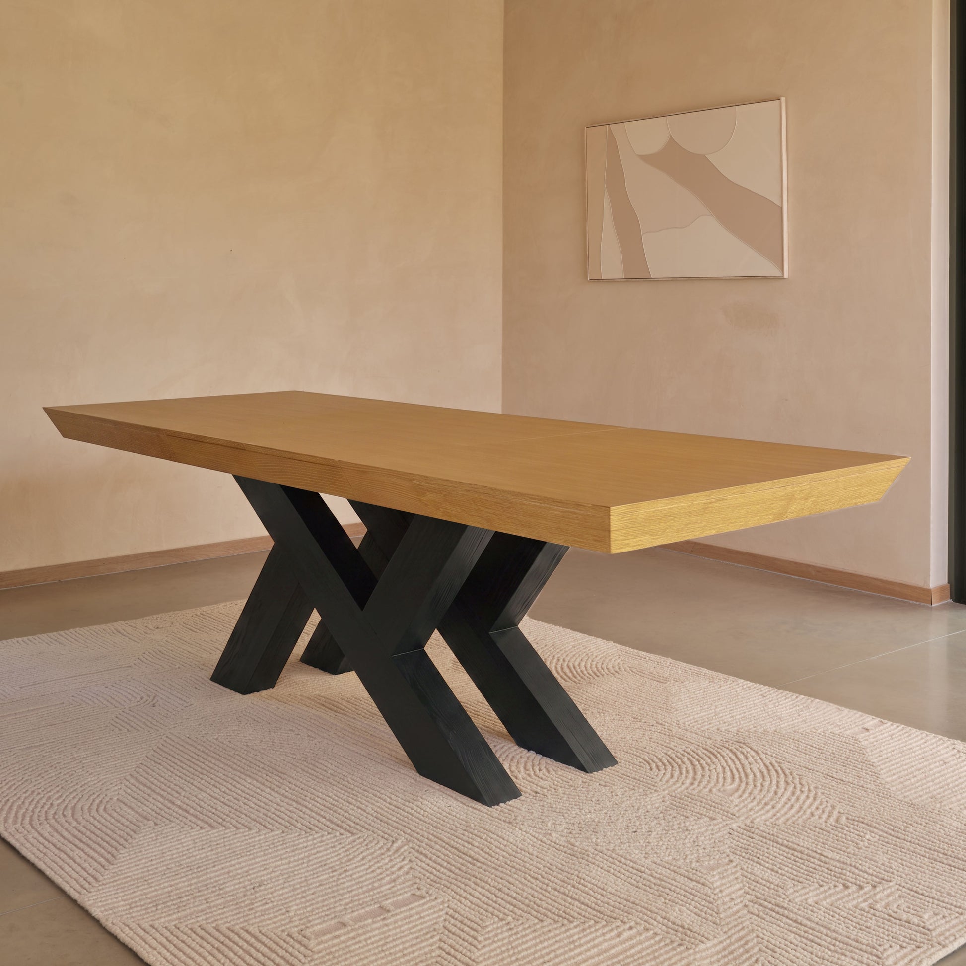 Olivia 160-240cm Pale Oak Dining Table - Black Oak Legs - Laura James 