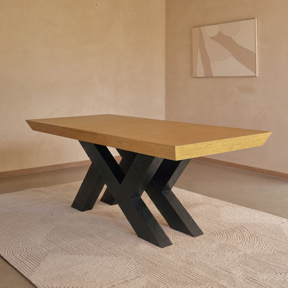 Olivia 160-240cm Pale Oak Dining Table - Black Oak Legs - Laura James 