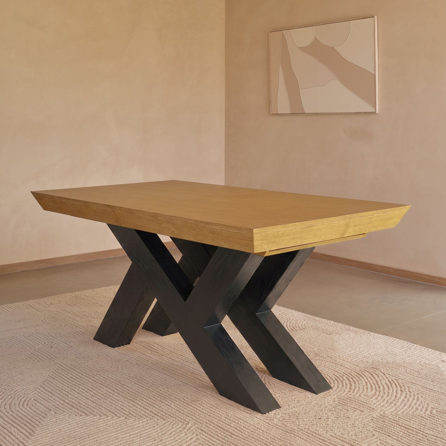 Olivia 160-240cm Pale Oak Dining Table - Black Oak Legs - Laura James 