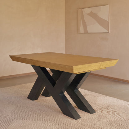 Olivia 160-240cm Pale Oak Dining Table - Black Oak Legs - Laura James 