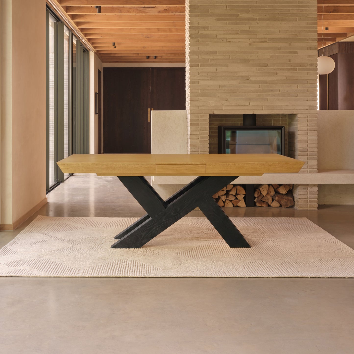 Olivia 160-240cm Pale Oak Dining Table - Black Oak Legs - Laura James 
