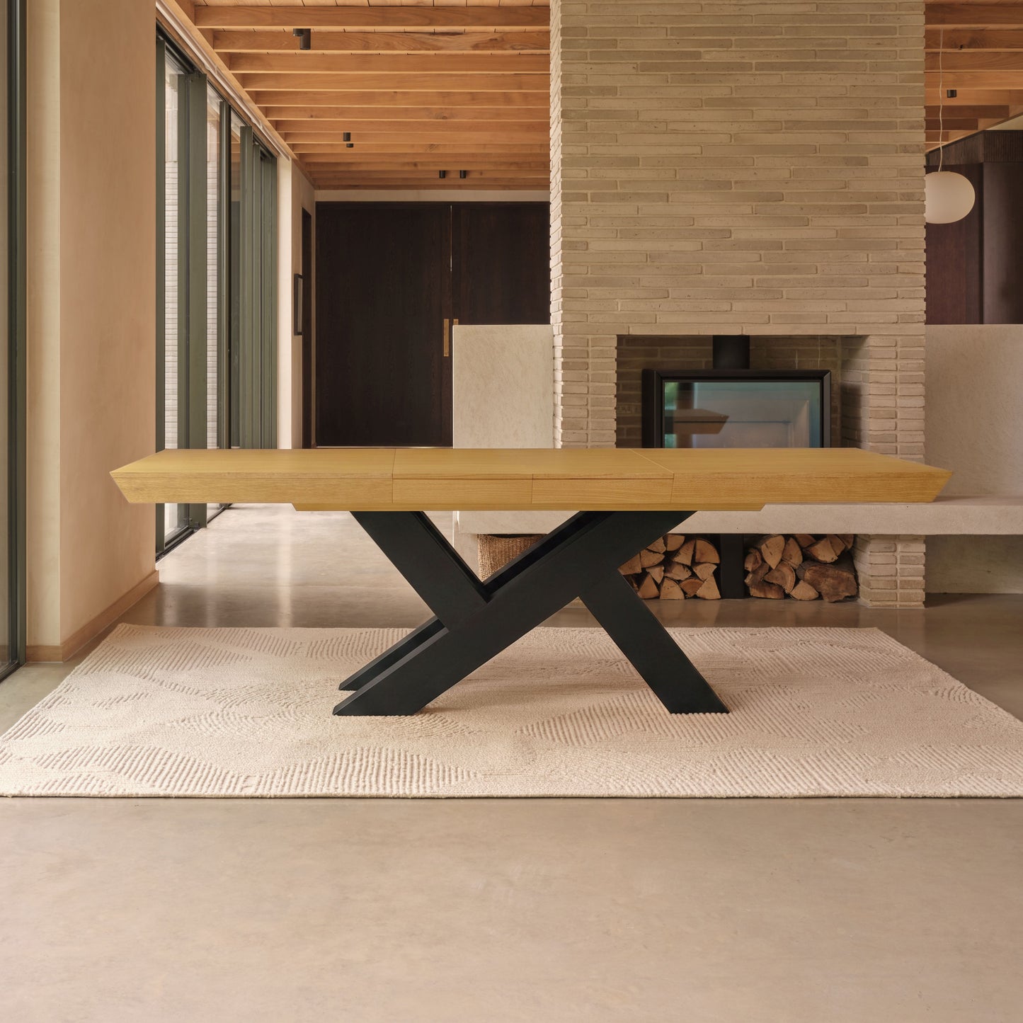 Olivia 160-240cm Pale Oak Dining Table - Black Oak Legs - Laura James 