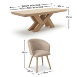 Olivia 160-240cm Whitewash Oak Dining Table Set - 6 Seater - Archer Soft Beige Dining Chairs - Whitewash Legs - Laura James 