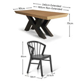 Olivia 160-240cm Whitewash Oak Dining Table Set - 6 Seater - Mabel Dining Chairs - Black Oak Legs - Laura James 