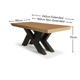 Olivia 160-240cm Whitewash Oak Dining Table - Black Oak Legs - Laura James 