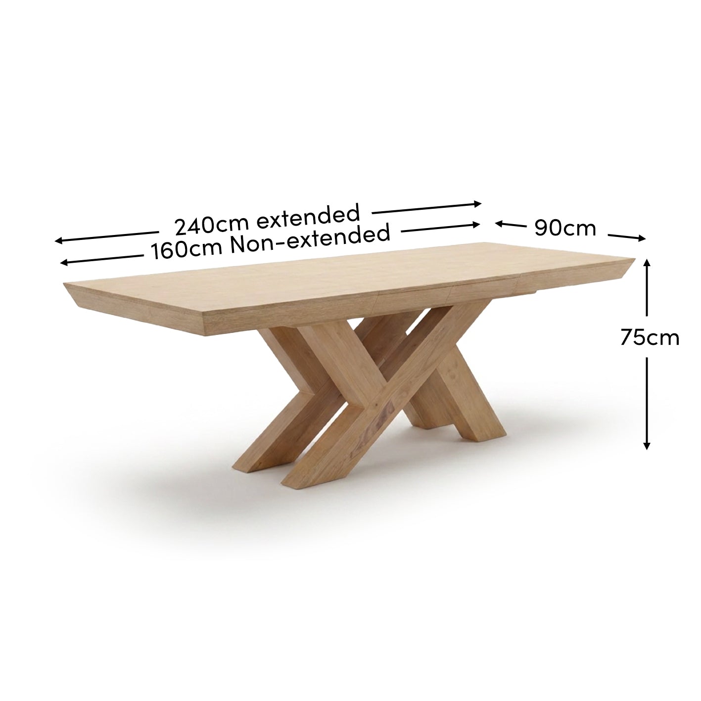 Olivia 160-240cm Whitewash Oak Dining Table - Laura James 