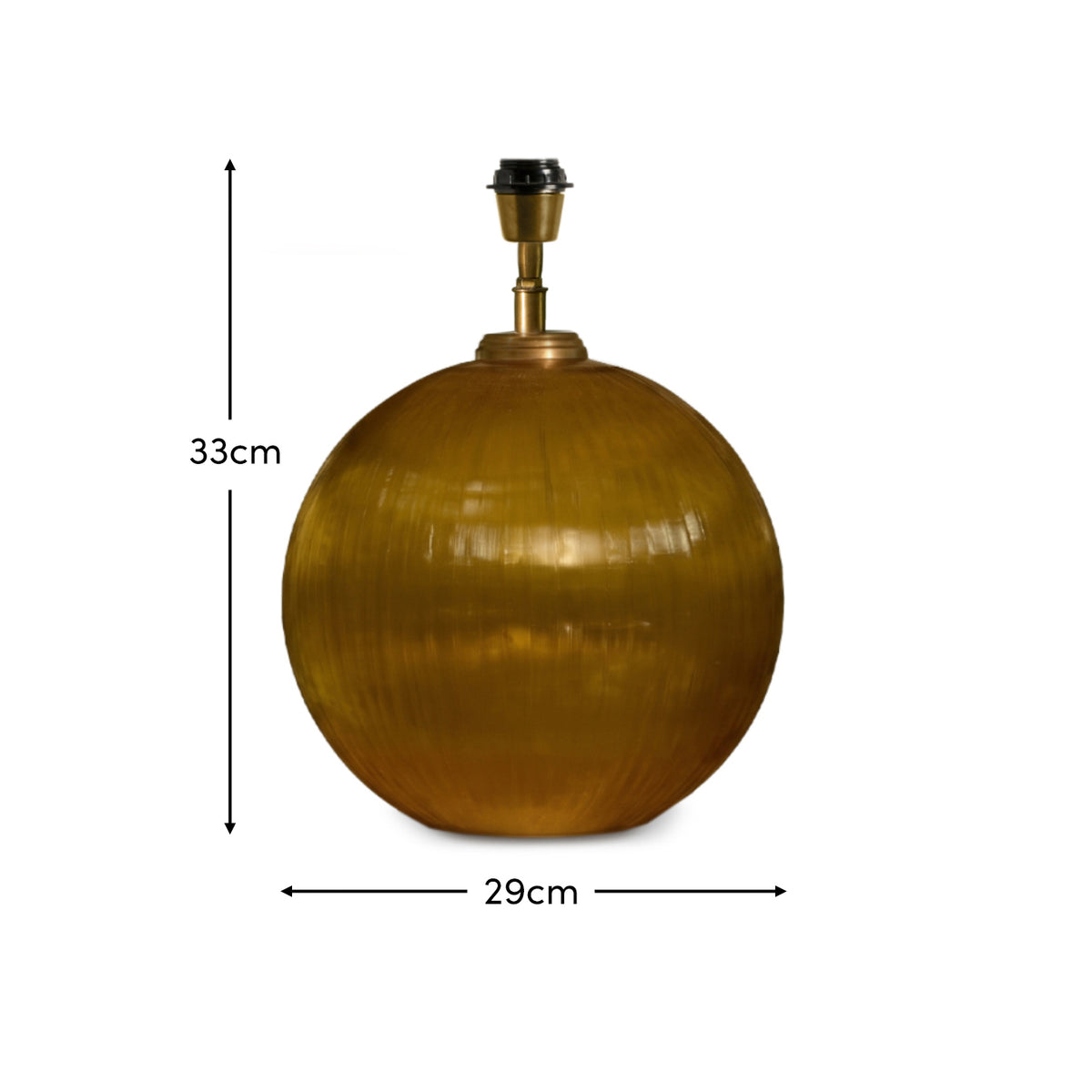 Orai 33cm Glass Table Lamp Base - Amber Yellow - Laura James 