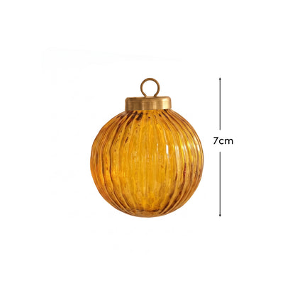 Orai 7cm Glass Baubles - Set of 3 - Amber Yellow