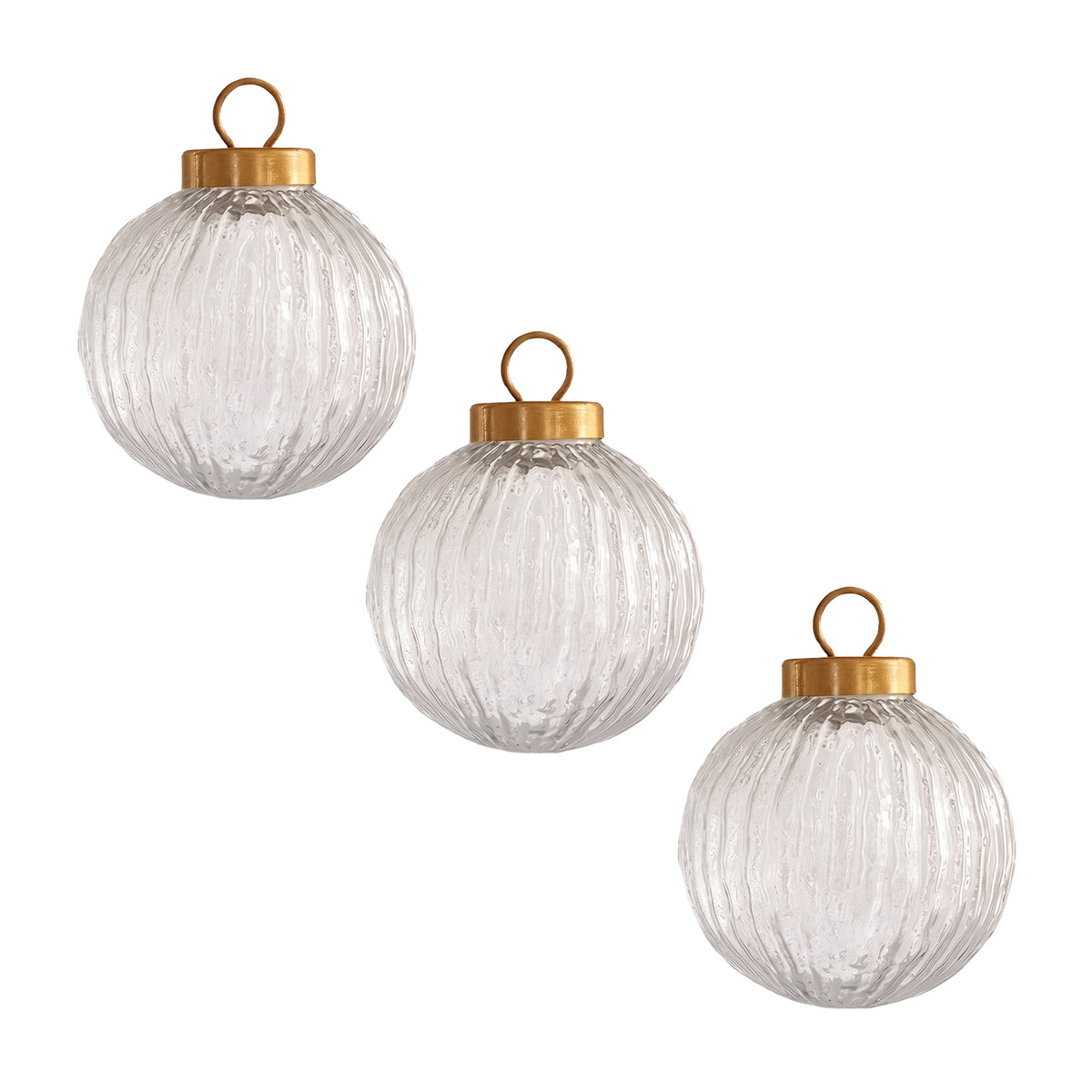 Orai 7cm Glass Baubles - Set of 3 - Clear