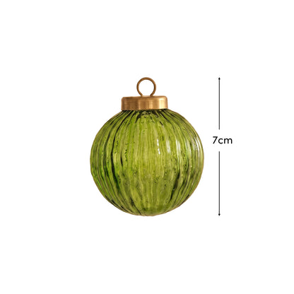 Orai 7cm Glass Baubles - Set of 3 - Olive Green