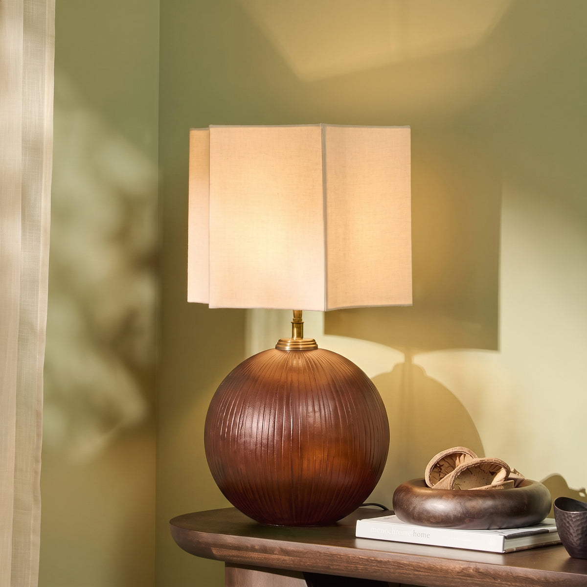 Orai 33cm Glass Table Lamp Base - Russet