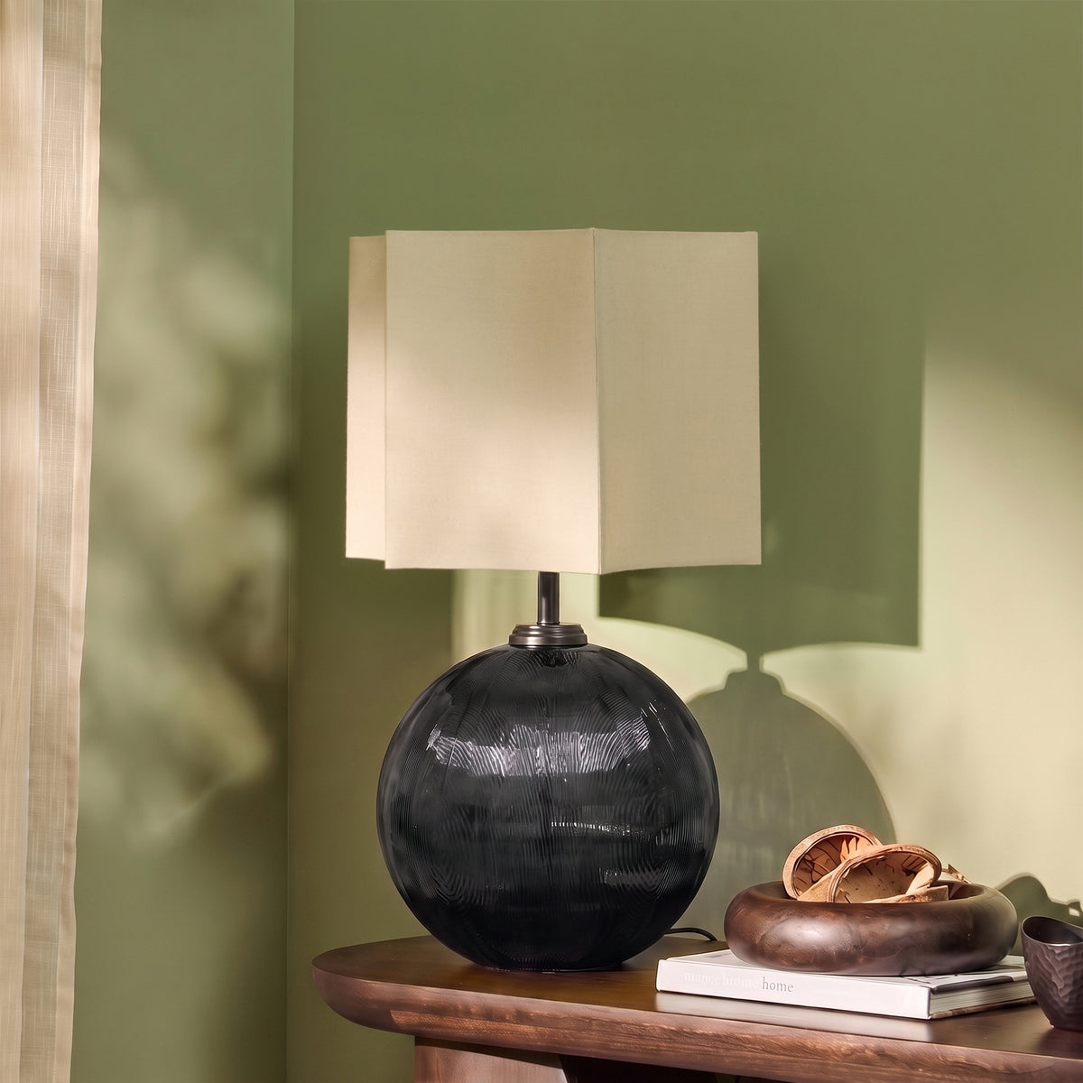 Orai 33cm Glass Table Lamp Base - Smoked Grey