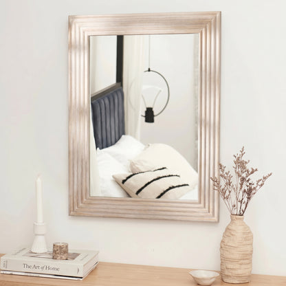 Orkney 100x70cm Wooden Mirror - Whitewash - Laura James 