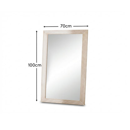 Orkney 100x70cm Wooden Mirror- Whitewash - Laura James