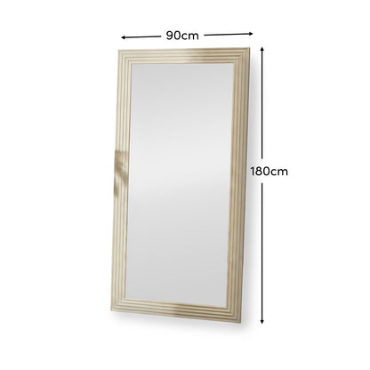 Orkney 180x90cm Wooden Mirror - Oatmeal - Laura James
