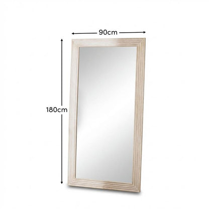Orkney 180x90cm Wooden Mirror - Whitewash - Laura James