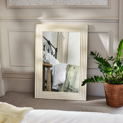 Orkney 100x70cm Wooden Mirror - Oatmeal - Laura James 