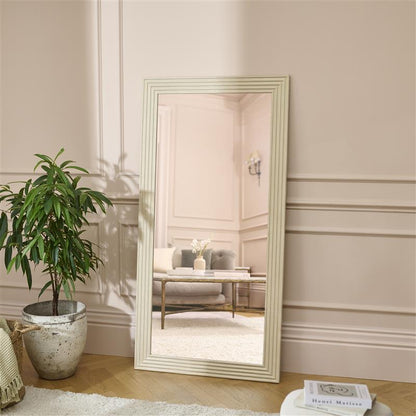 Orkney 180x90cm Wooden Rectangular Whitewash Mirror - Laura James