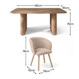Orla 180cm Limewash Dining Table Set - 6 Seater - Archer Soft Beige Dining Chairs - Whitewash Legs - Laura James 