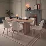 Orla 180cm Limewash Dining Table Set - 6 Seater - Freya Oat Boucle Dining Chairs - Chalked Mango Wood Legs - Laura James