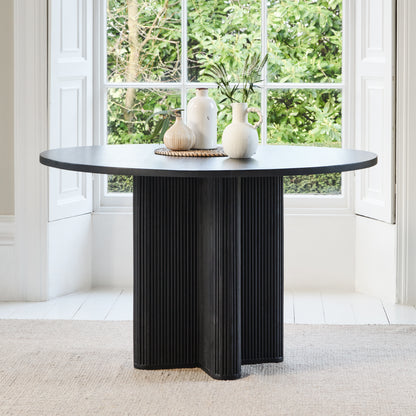 Orla Black Mango Wood Round Dining Table - Laura James