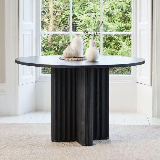 Orla Black Mango Wood Round Dining Table - Laura James