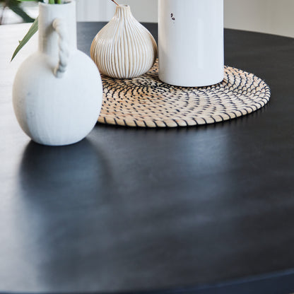 Orla Black Mango Wood Round Dining Table - Laura James
