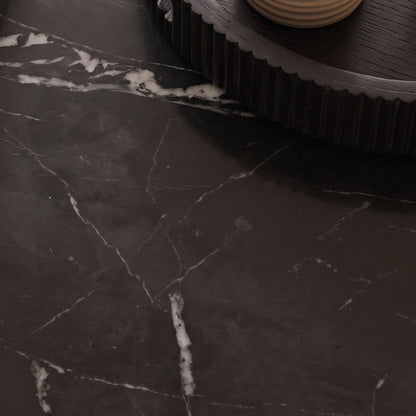 Adam 100cm Oval Jet Black Mango Wood & Black Marble Coffee Table - Laura James 