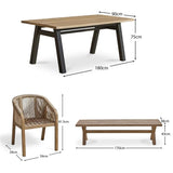 Palm Wooden 6 Seater Dining Table Set with Nala Wooden Dining Chairs and Charlotte  Dining Bench - Laura James 