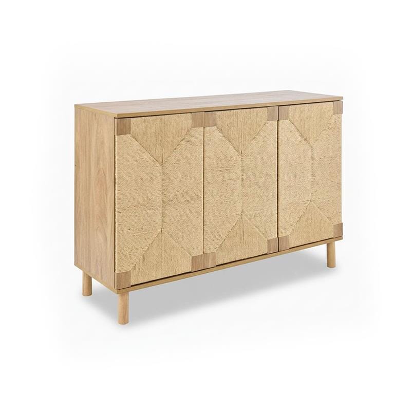 Paloma Natural Weave 3 Door Large Sideboard Natural Oak - Laura James