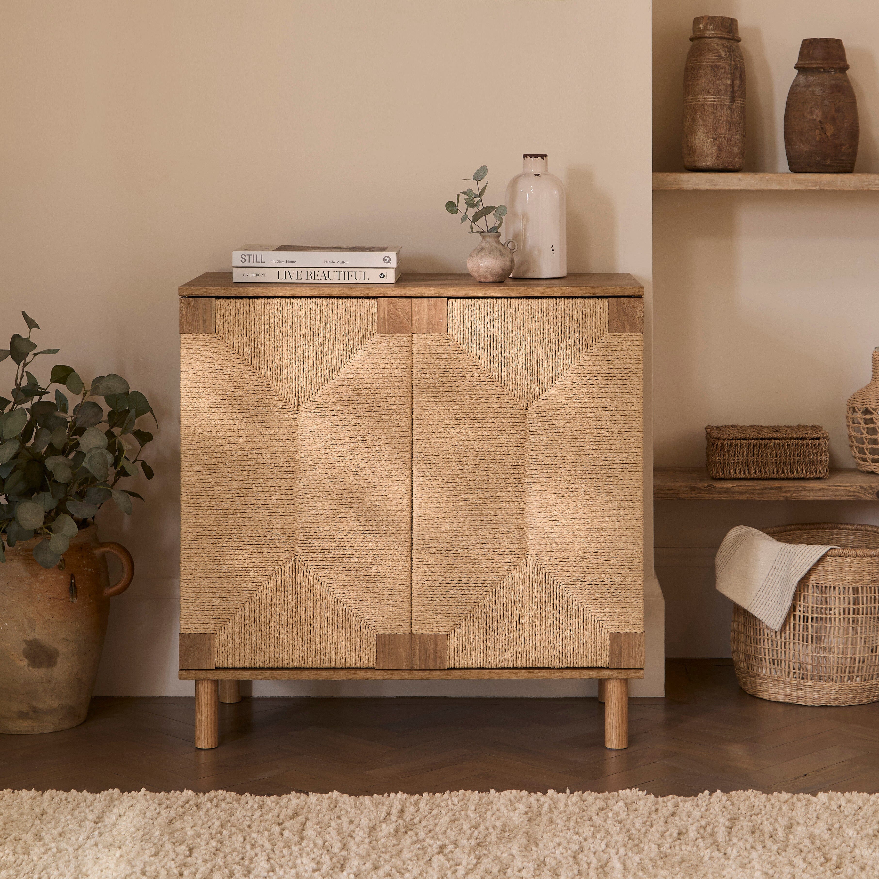 James J-1000A NAT オール単板 スプルース、ローズウッド Paloma Natural Weave 2 Door Small Sideboard Natural Oak - Laura James