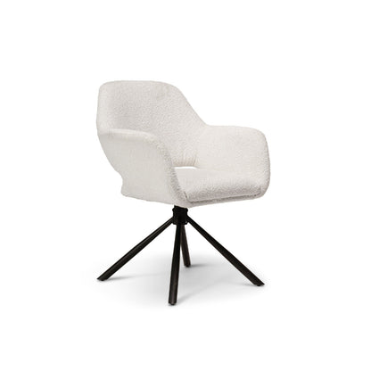 Parker Snow White Boucle Chairs - Black Metal Legs - Laura James 