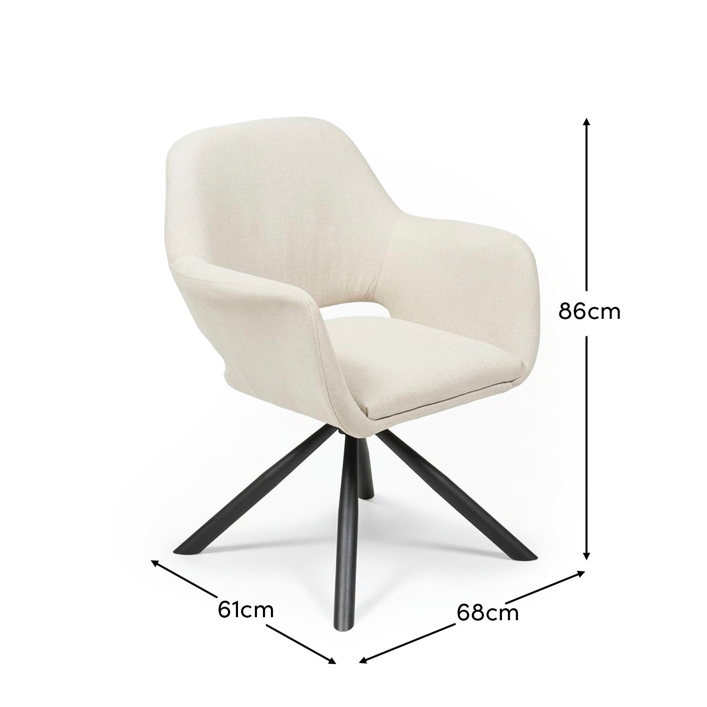 Parker Office Chair - Natural Beige - Black Metal Legs - Laura James