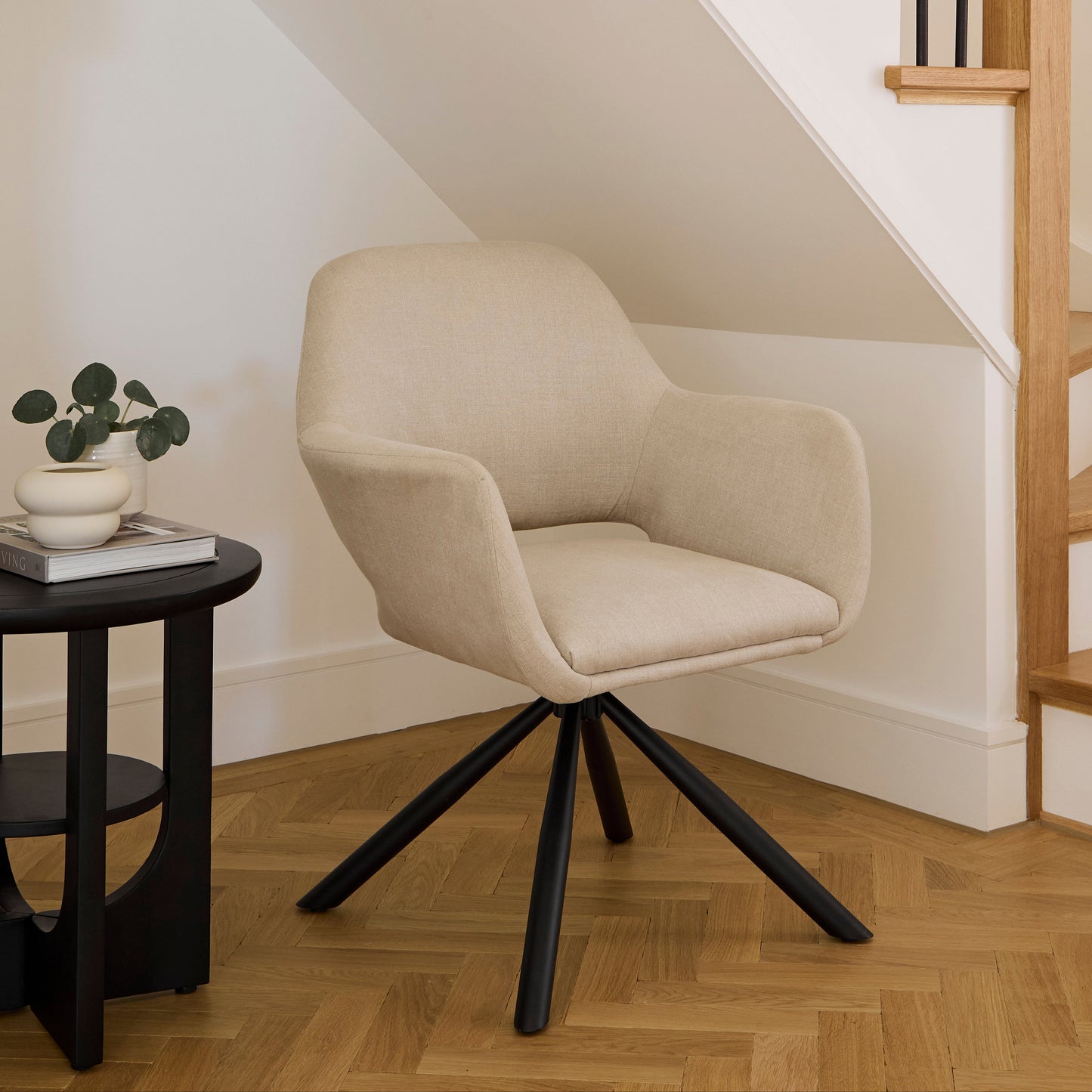 Parker Office Chair - Natural Beige - Black Metal Legs - Laura James