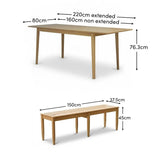 Paul 160-220cm Whitewash Oak Extending Dining Table Set - 4 Seater - 2 Tilly Wood String Dining Bench - Laura James