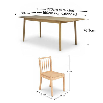 Paul 160-220cm Whitewash Oak Extending Dining Table Set - 4 Seater - Tilly Wood String Dining Chairs - Laura James