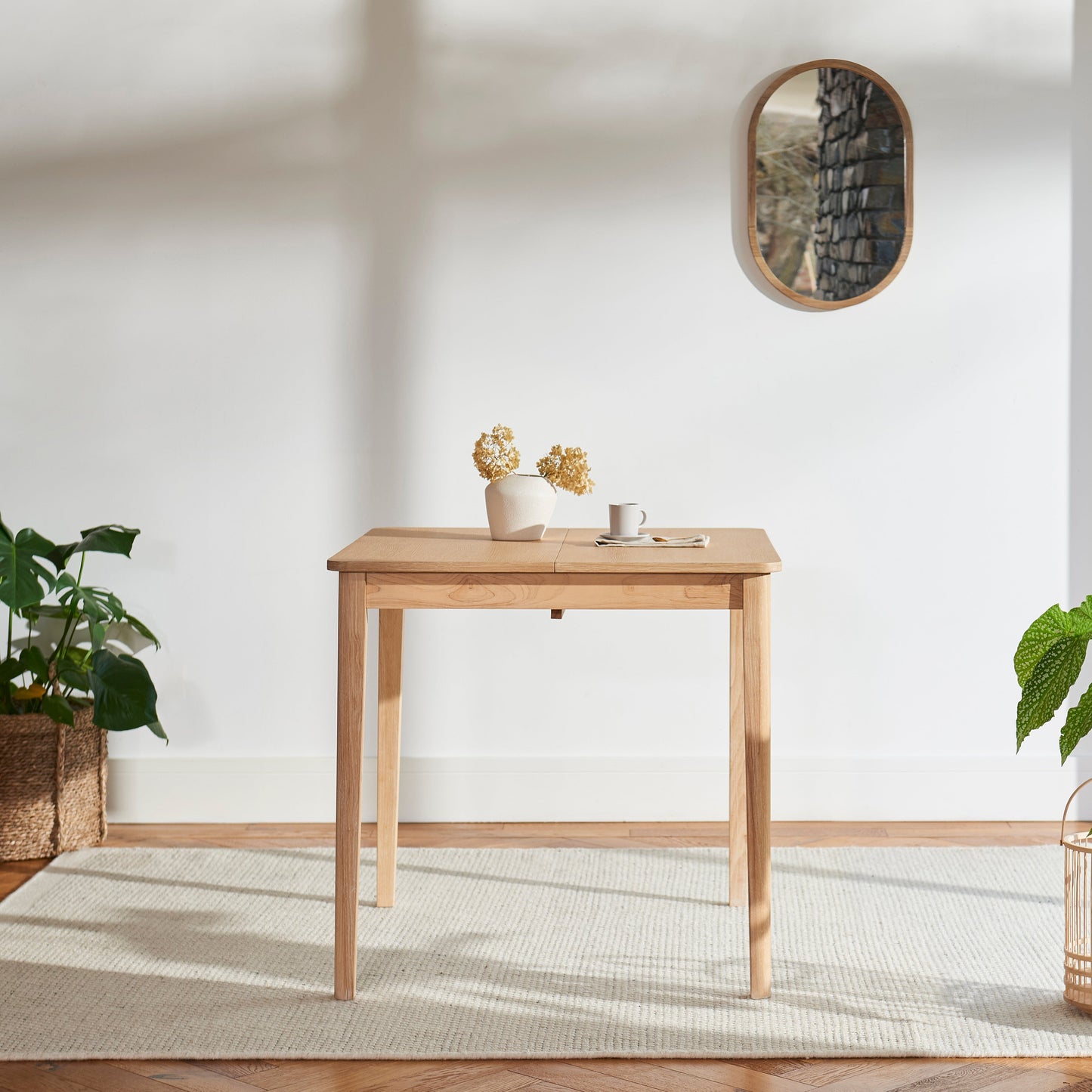 Paul 116cm Extending Dining Table - Whitewash Oak - Laura James 