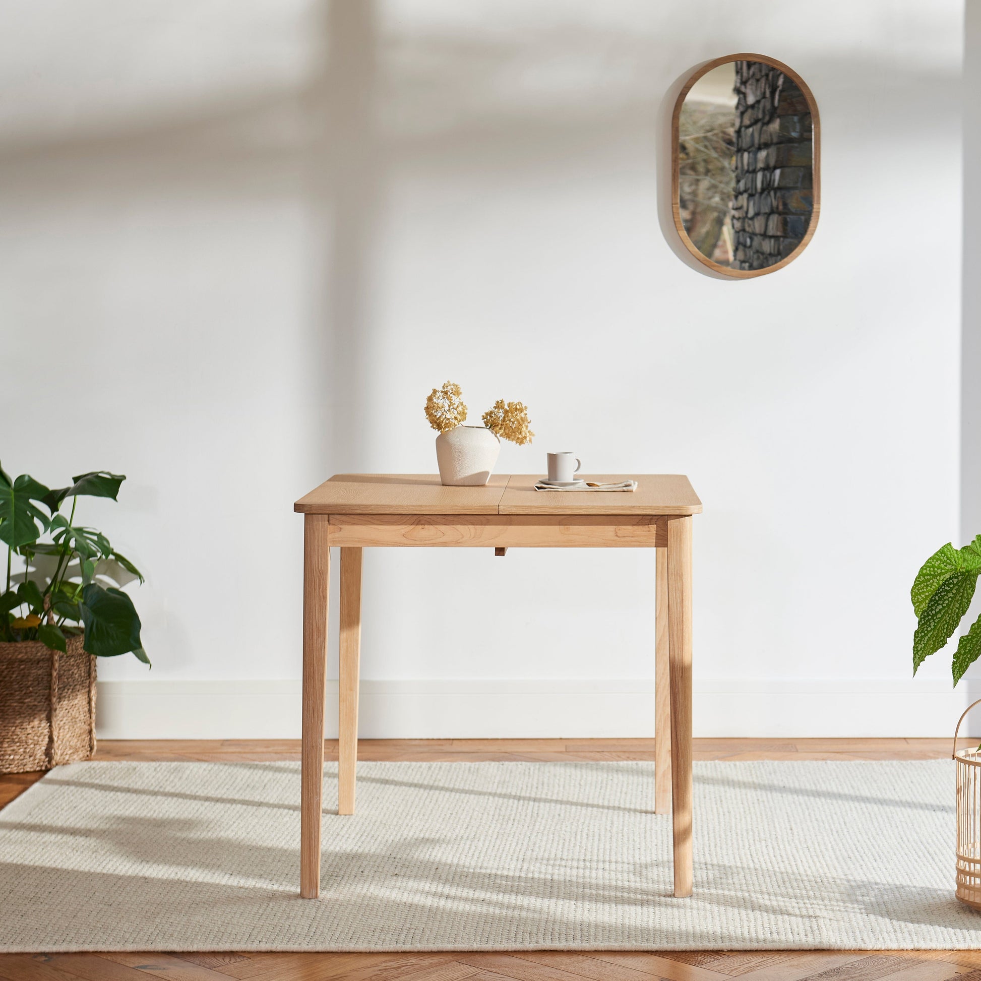 Paul 116cm Extending Dining Table - Whitewash Oak - Laura James 