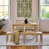 Paul 118-158cm Extending Dining Table & Tilly 150cm Wooden Bench with 2 Tilly 150cm Whitewash Oak Chairs - Laura James