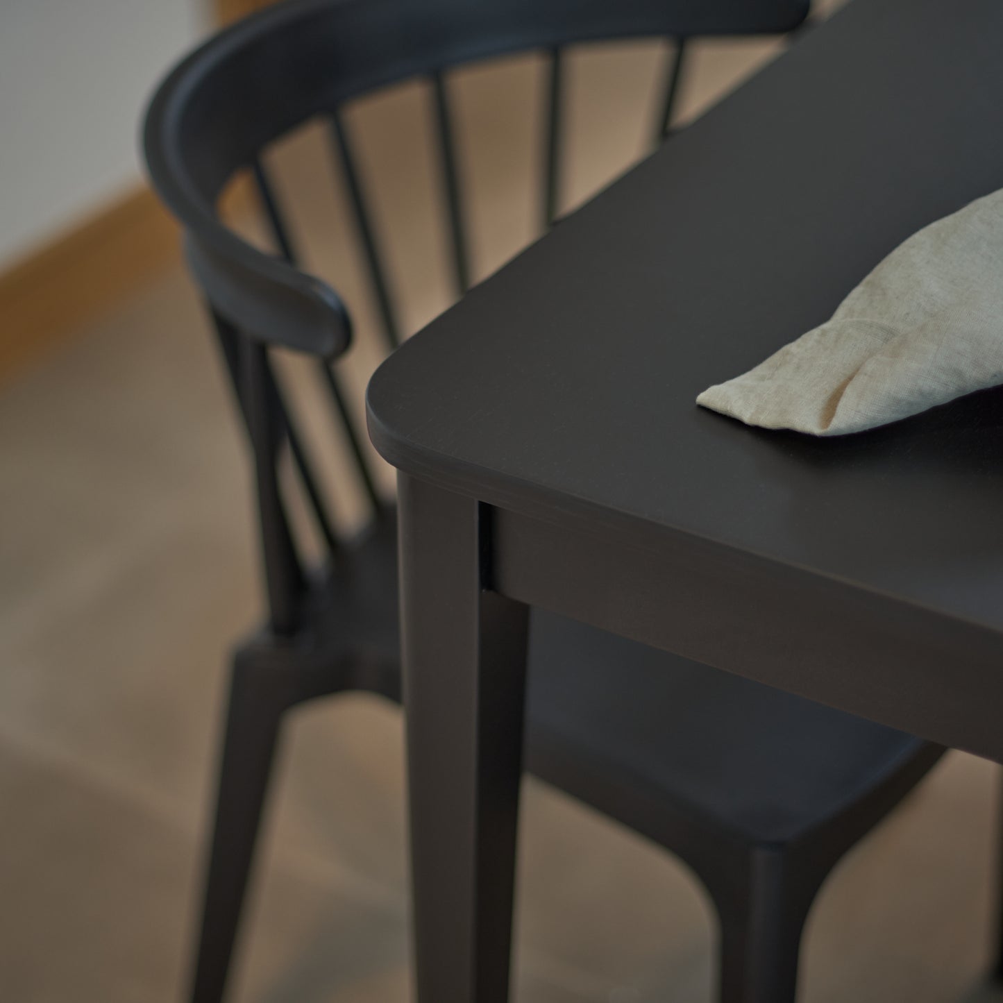 Paul Large Black Oak Extending Dining Table Set - 4 Seater - Agatha Black Dining Chairs - Laura James