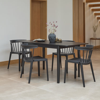 Paul Large Black Oak Extending Dining Table Set - 4 Seater - Agatha Black Dining Chairs - Laura James