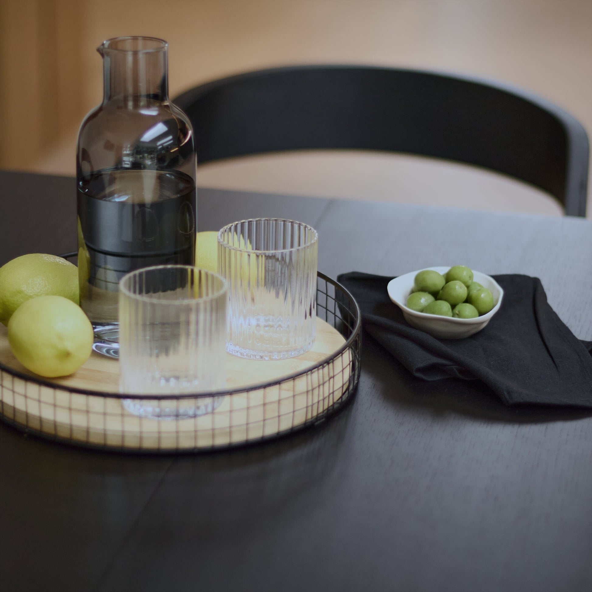 Paul Black Oak Extending Dining Table Set - 4 Seater - Ella Carver Chairs - Black Oak