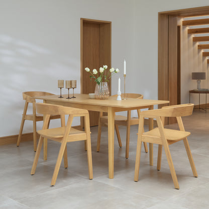 Paul Pale Oak Extending Dining Table Set - 4 Seater - Ella Pale Oak Carver Chairs - Laura James